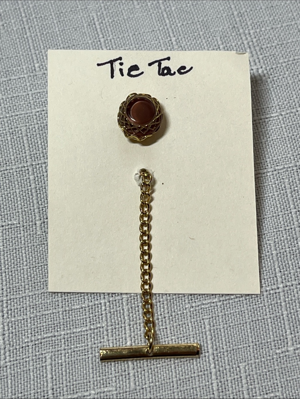 Vintage Tie Tac Gold Tie Tack with Purple Brown Stone